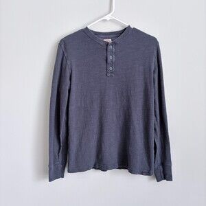 Faherty Long-Sleeve Waffle Henley Pullover Thermal Preppy Outdoor Blue Men Small